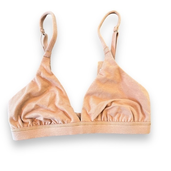 SKIMS XXS Plunge Bras Womens Cotton Jersey Triangle Bralette Camel NWT - Picture 5 of 7